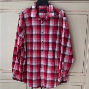 Van Heusen Red and White Plaid Men's Shirt